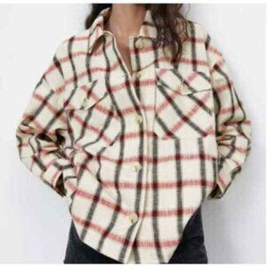 Zara Check Overshirt Academia Cottagecore Cabin
